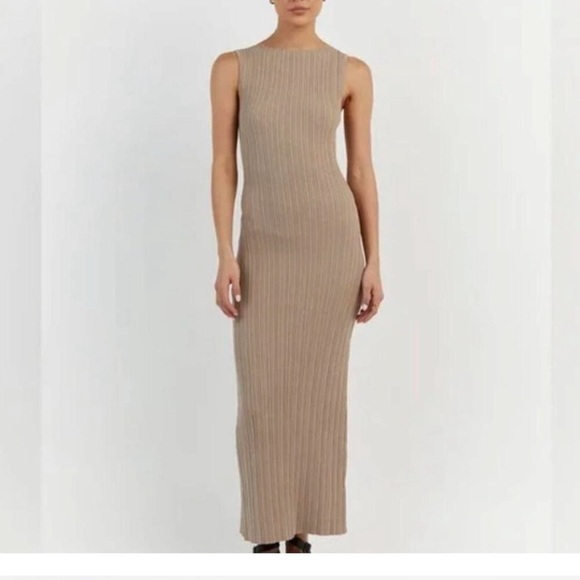 DISSH Dresses & Skirts - DISSH SIENNA TAUPE KNIT MIDI DRESS - M / TAUPE